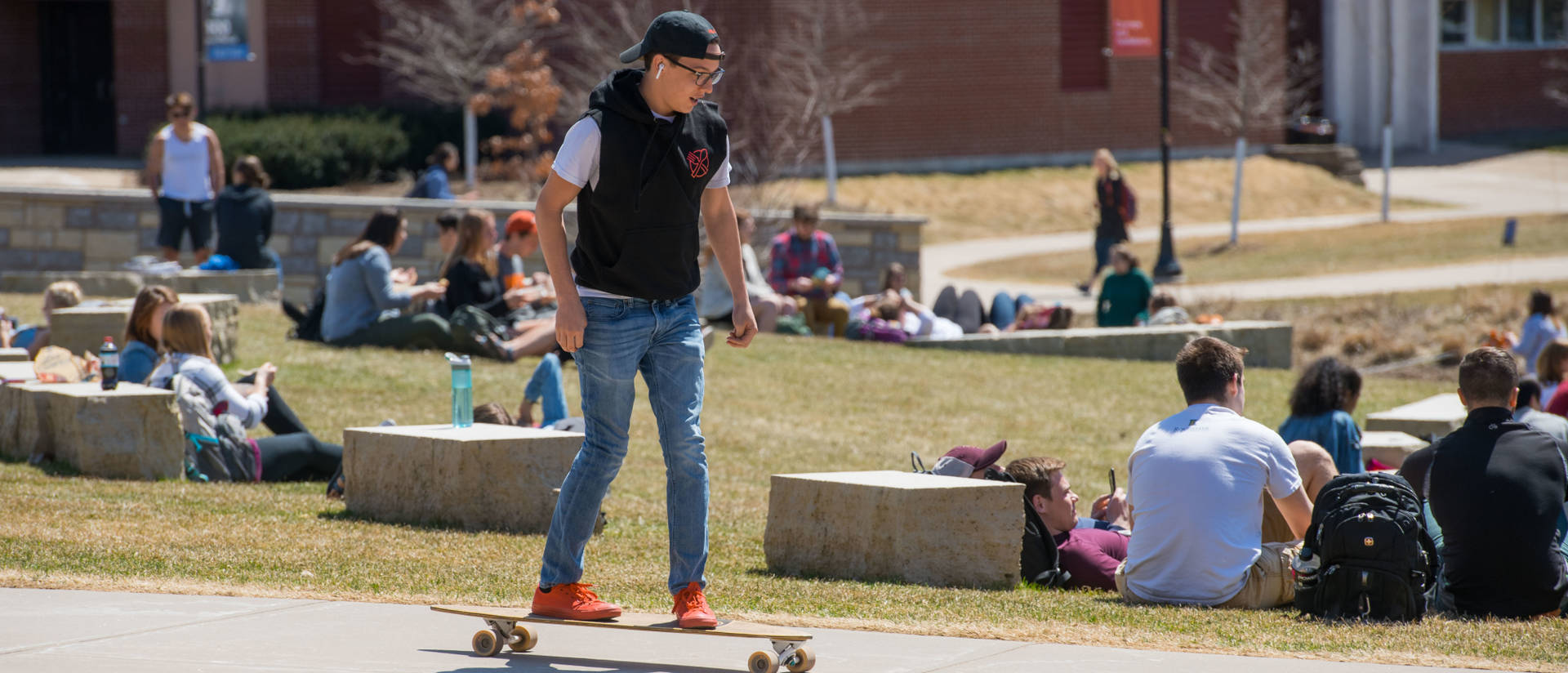 Longboarding Student near quad