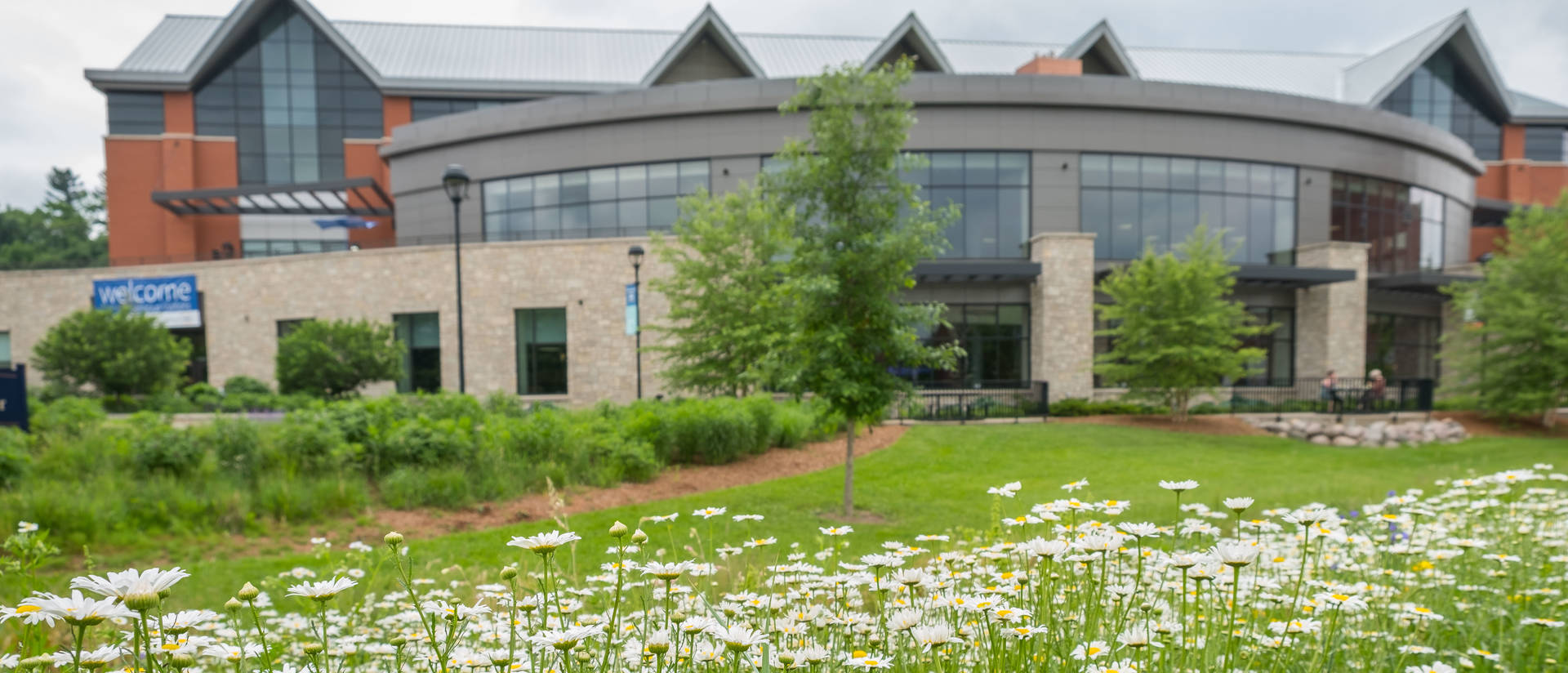 Davies Center exterior in the spring