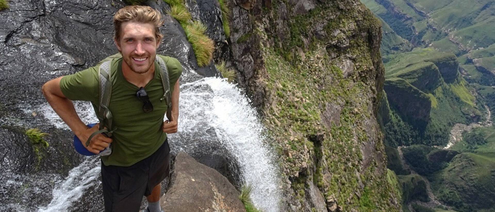 UW-Eau Claire alum Andy Kleist at Tugel Falls in South Africa
