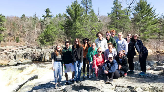 Group of students posting on little niagra