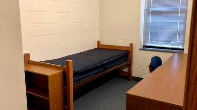 A standard single bedroom in Chancellors Hall