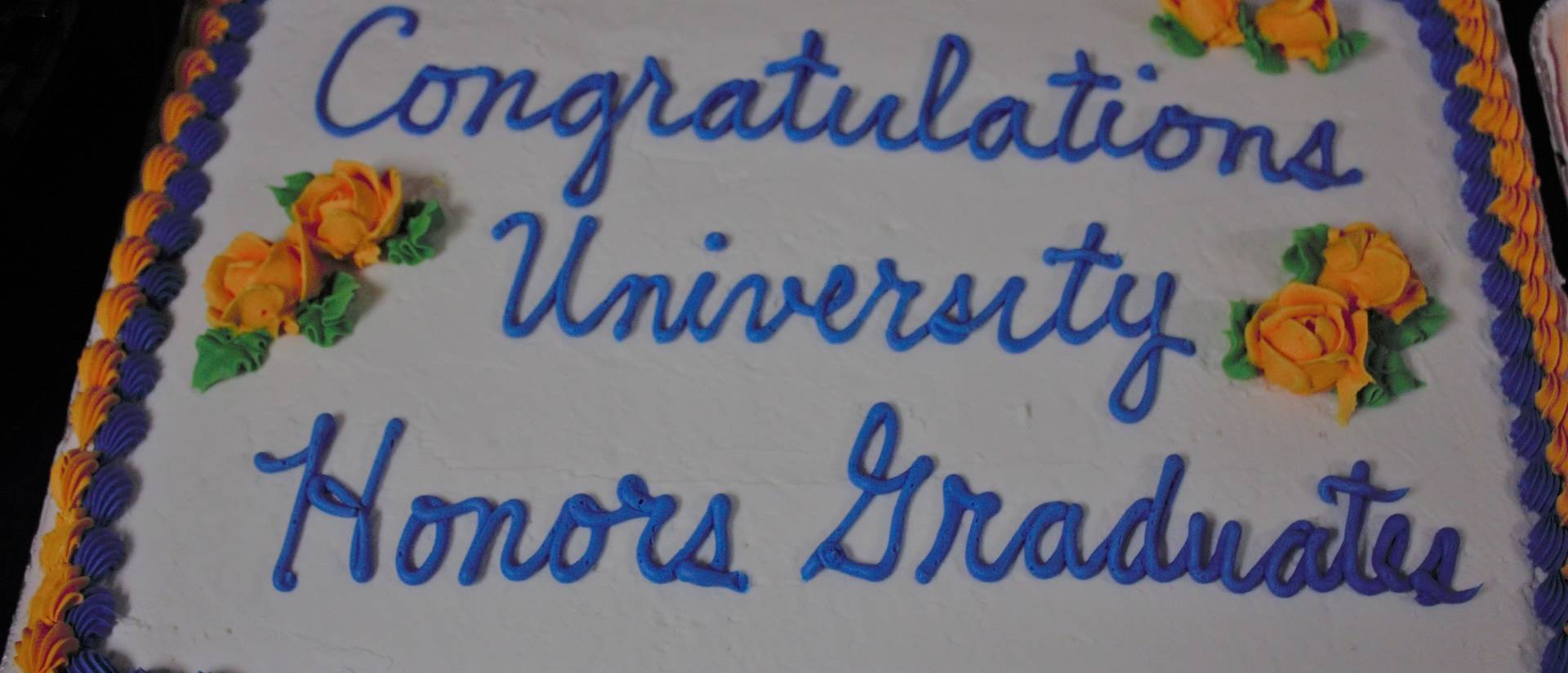 University Honors grad ceremony decorated cake