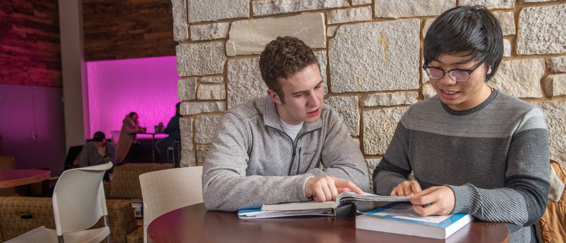 UW-Eau Claire students study at the Cabin coffee shop on campus.