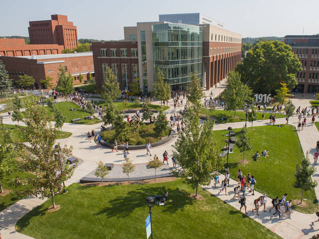 Students on campus mall