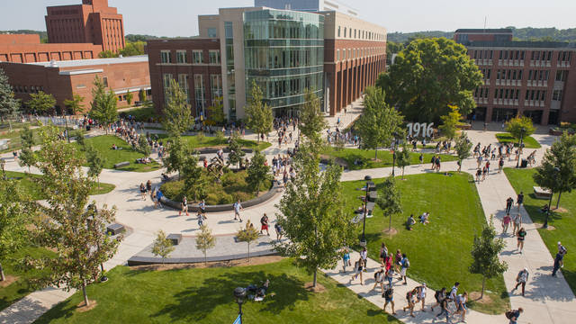 Students on campus mall