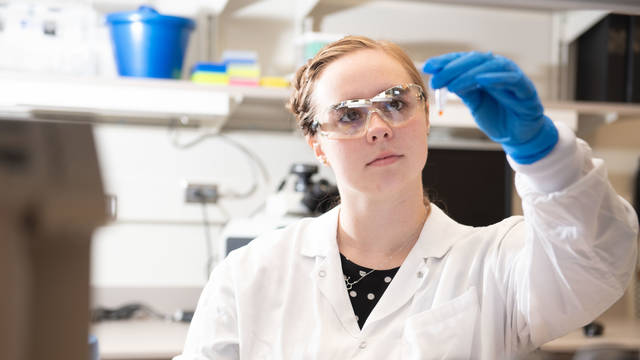 Student researching in lab