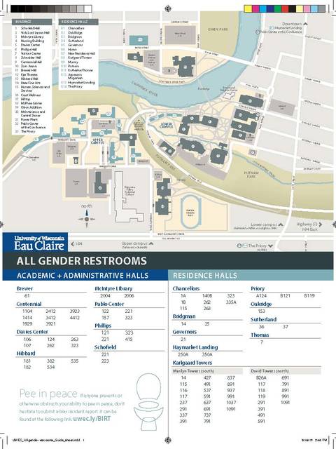 UWEC All Gender Restroom Map (Updated Fall 2019)