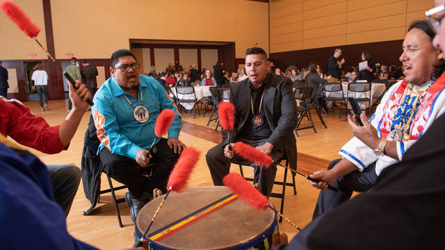 Drummers at the Indigenous Peoples Day event