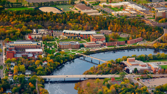 Aerial view of UW-Eau Claire campus