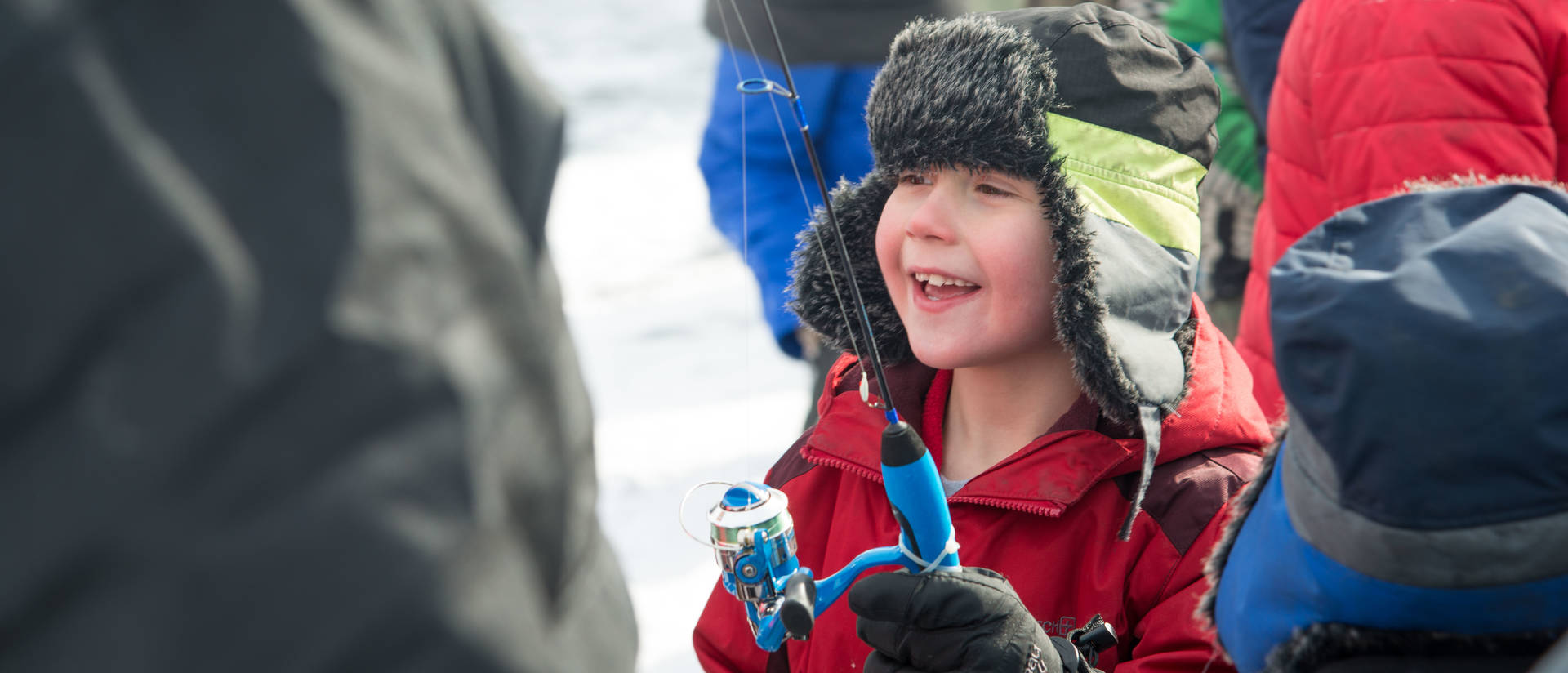 Youth participant in the 2019 Jig's Up Blugold Ice Fishing Contest