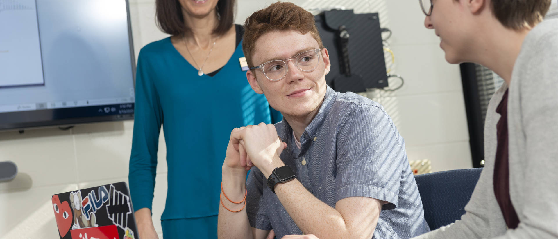 Omid Razmpour and research partner and mentor in nursing lab.