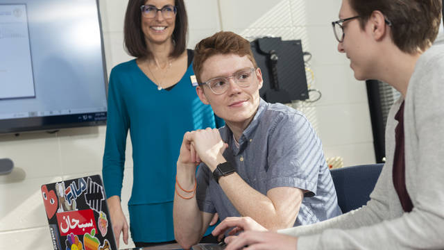 Omid Razmpour and research partner and mentor in nursing lab.