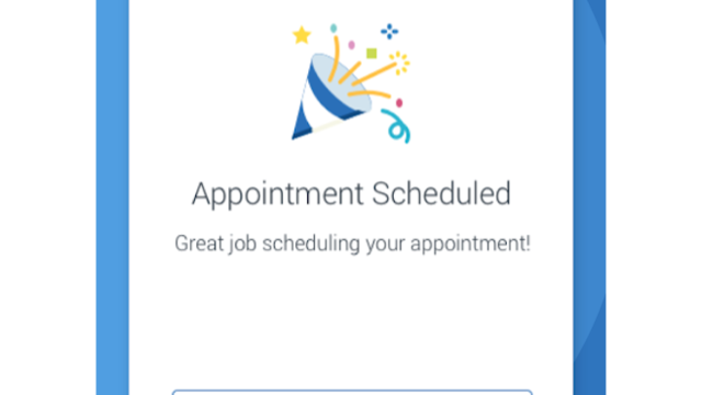 A screenshot of the appointment scheduling function for the Navigate Student app.
