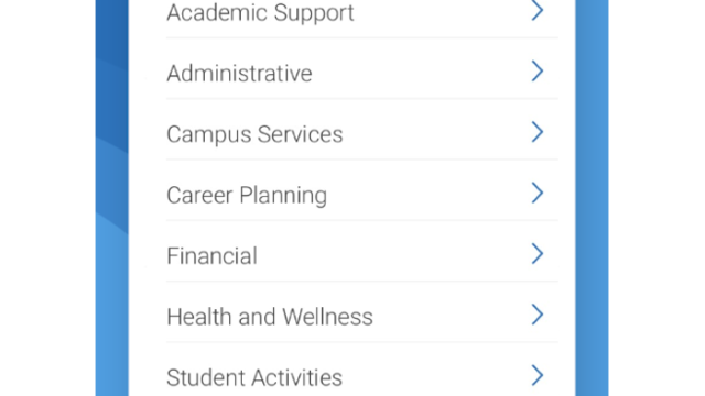 A screenshot of the resource center in the Navigate Student app.