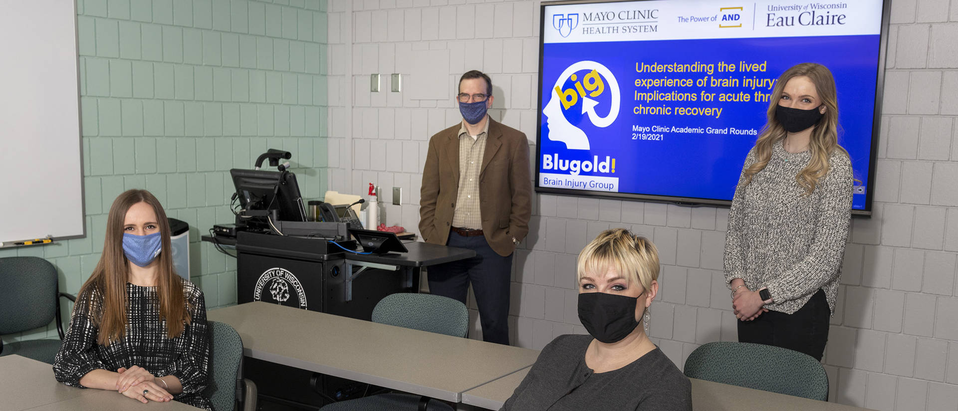 Undergraduate and graduate students in UW-Eau Claire’s communication sciences and disorders programs assisted Blugold Brain Injury Group members in developing a presentation for Mayo Clinic Health System providers.