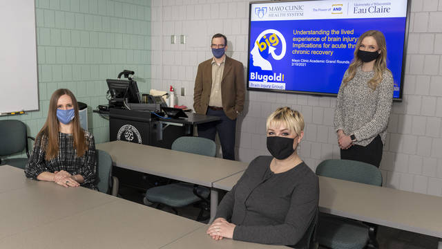 Undergraduate and graduate students in UW-Eau Claire’s communication sciences and disorders programs assisted Blugold Brain Injury Group members in developing a presentation for Mayo Clinic Health System providers.