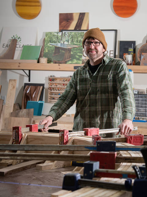 Tim Brudnicki in his Eau Claire Woodworks studio