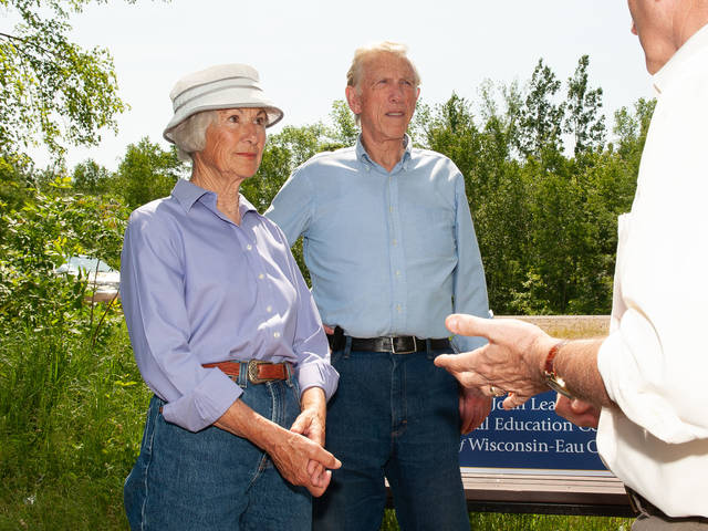 Joan and Jim Leary at the 2011 of the Leary Family Environmental Education Center on lower campus.