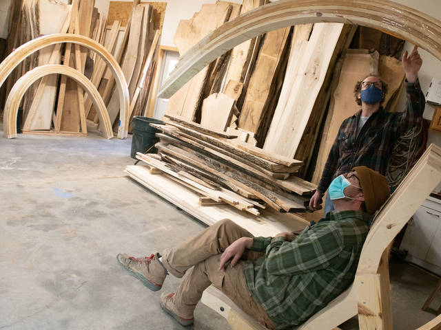 Tim Brudnicki in his Eau Claire Woodworks studio