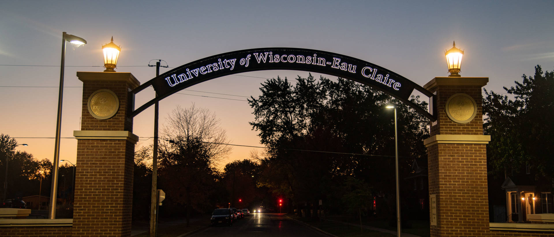 The UW-Eau Claire gateway facing Garfield Avenue