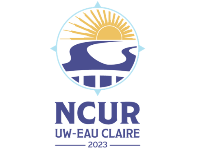 The UWEC NCUR logo, featuring the year 2023 and a bridge over water.