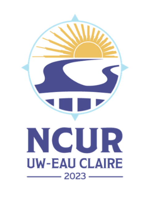 The UWEC NCUR logo, featuring the year 2023 and a bridge over water.