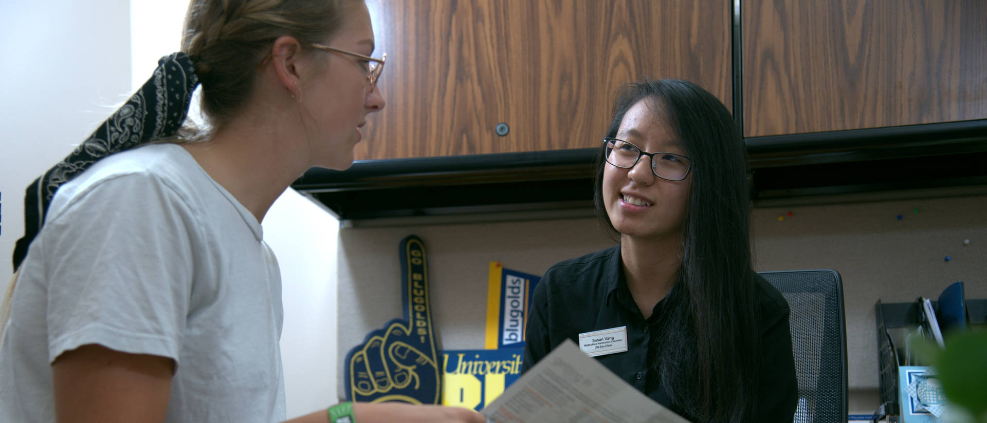 Female counselor advising a student