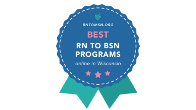 Badge from rntomsn.org ranking UWEC program as one of the best online programs in Wisconsin.