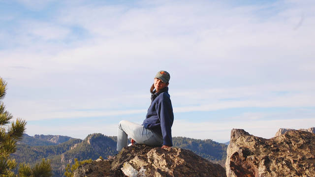 Female student on South Dakota vista