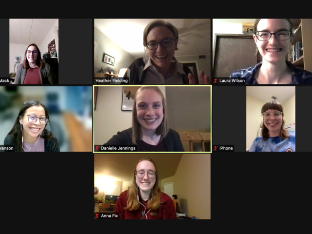 Screen shot of Zoom meeting of Honors Alum Board