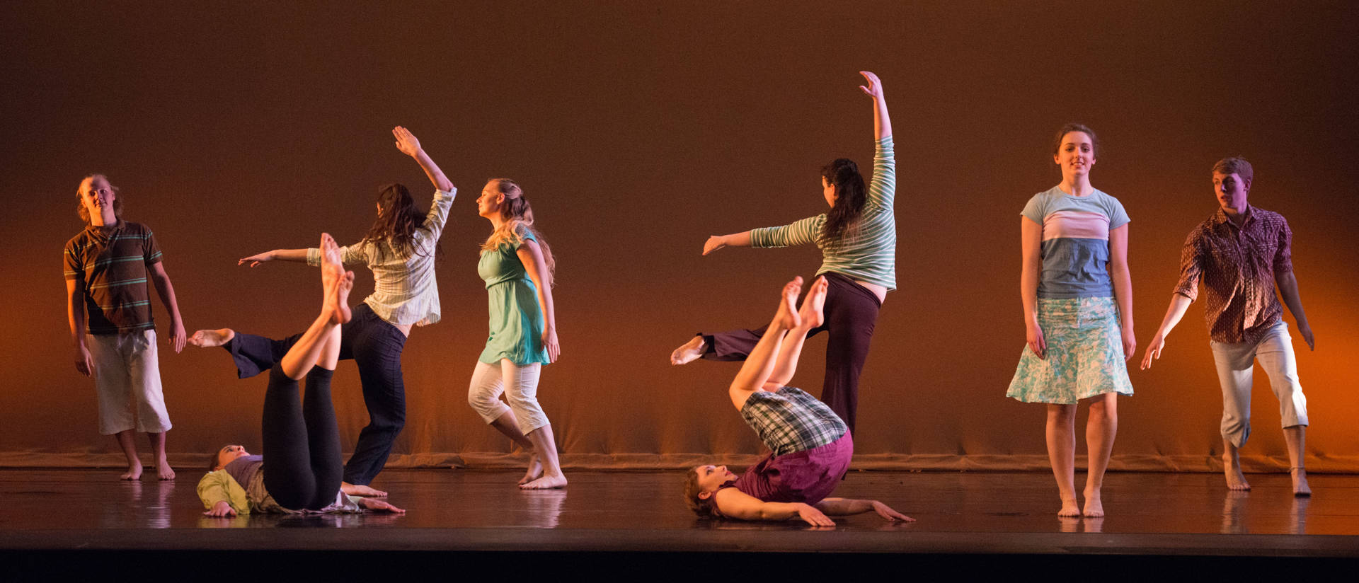 Dance students rehearsing on stage