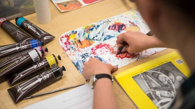 Art student painting