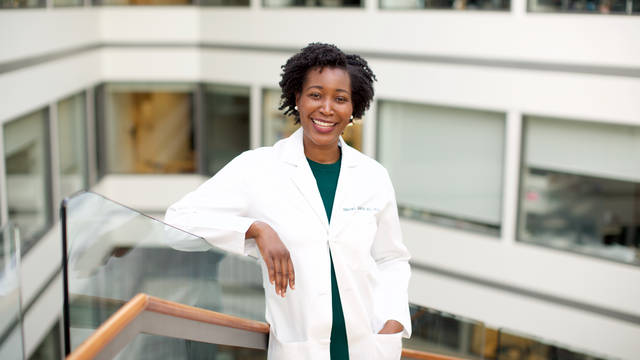 Dr. Rachel Issaka in her Seattle hospital