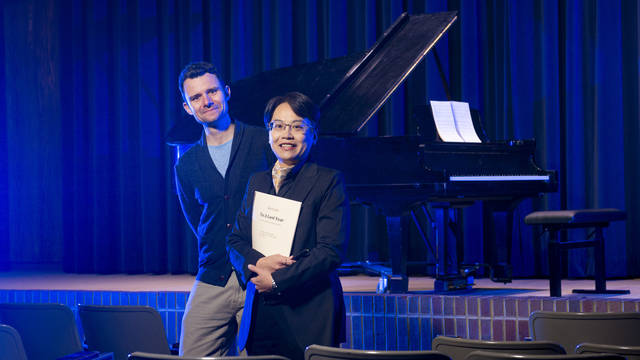 B.J. Hollars (left) and Chia-Yu Hsu are working together to create a song commissioned by the San Francisco Choral Society. The chorus will premiere the piece, “To a Lost Year,” during its concerts April 29-30 in California.