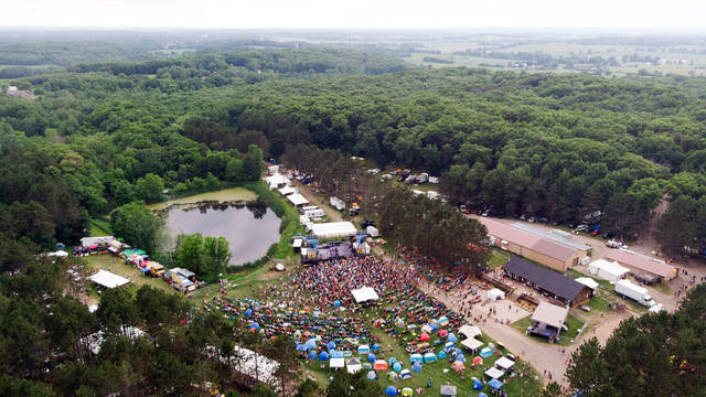 Aerial photo of the Blue Ox Music Festival in Eau Claire.