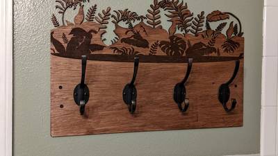 Makerspace Lasercut Wooden Towel Rack.