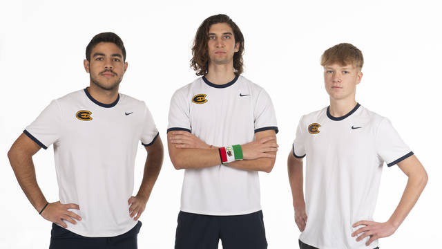 This year, three members of UW-Eau Claire’s tennis team are international students, coming to the university from three different countries. (Photo by Bill Hoepner)
