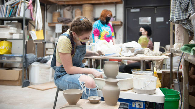 Students in ceramics class