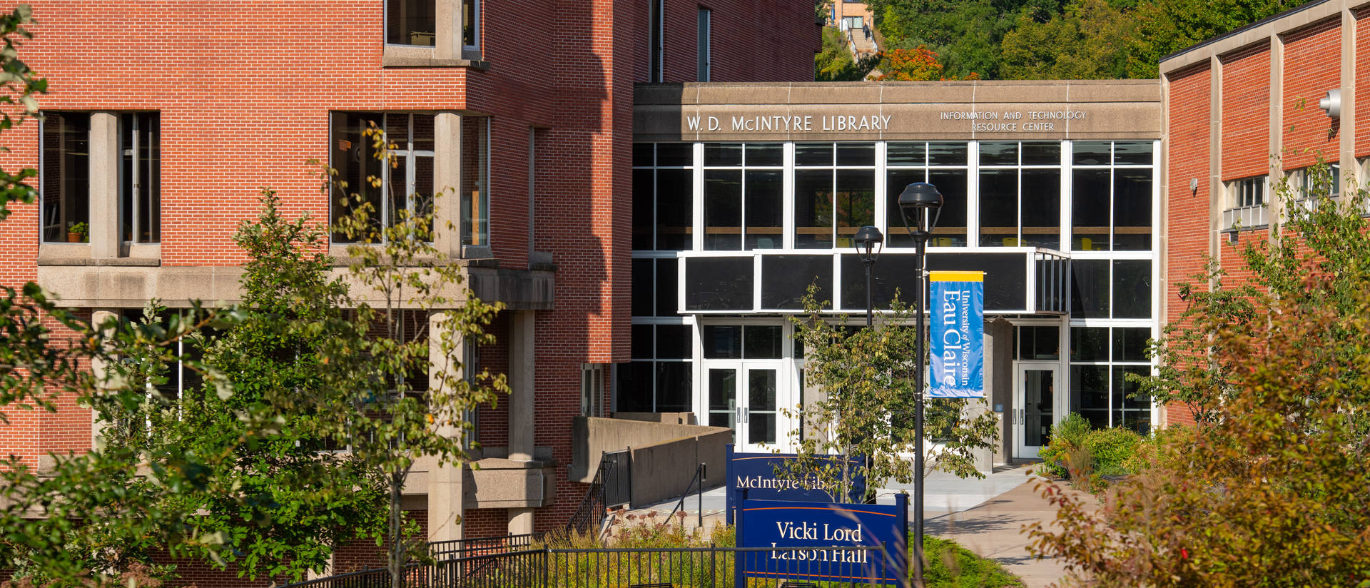 An exterior shot of the McIntyre Library