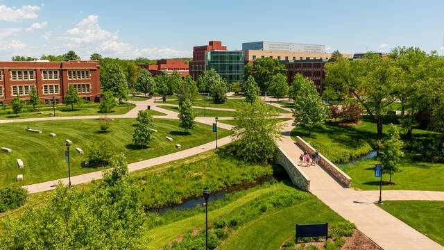 Campus mall in spring