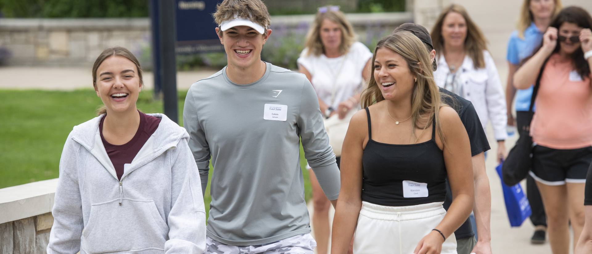 students laughing and walking together