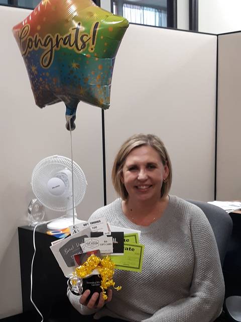 Vicki Wenger, Financial Specialist in Housing and Residence Life, received the University Staff Council's Employee Appreciation 