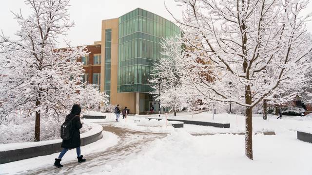 Winter scene near Centennial Hall