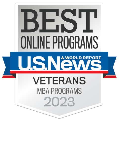 U.S. News & World Report Online MBA Program 2023 Best for Vets badge