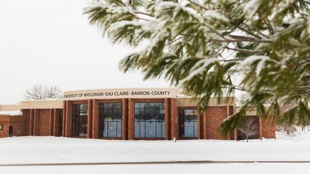 UWEC Barron County building winter scene