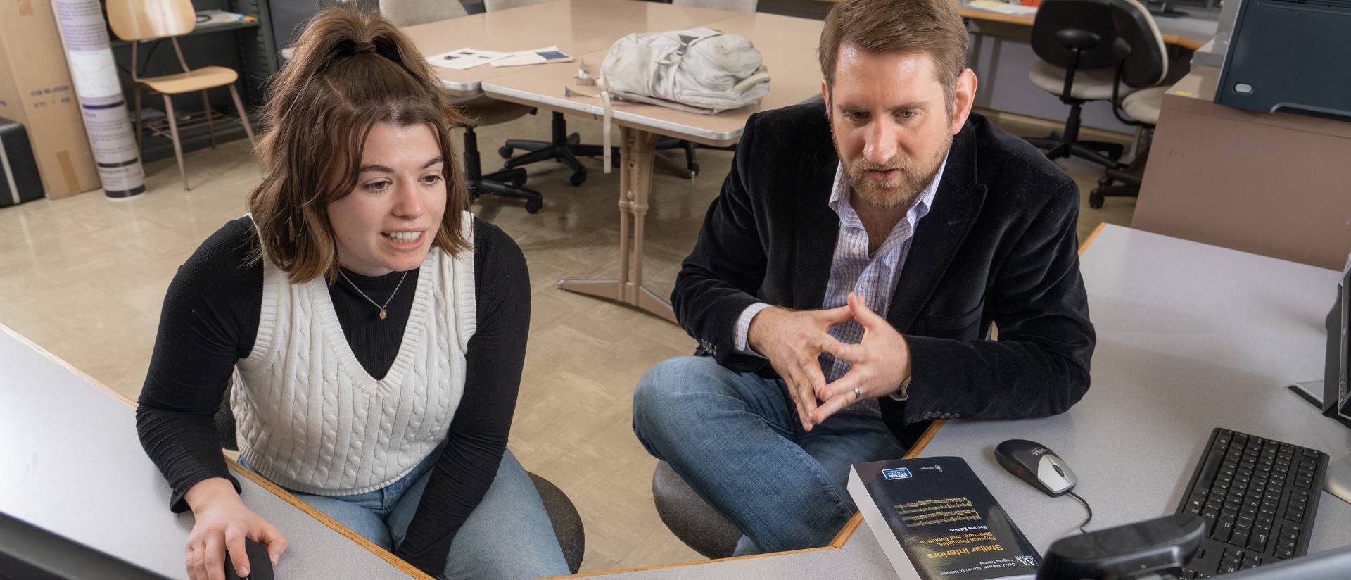 Sophomore Alexis Rustin and Dr. William Wolf, assistant professor of physics and astronomy
