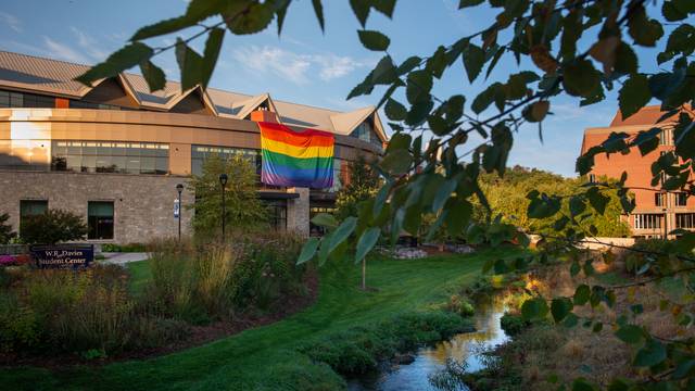 Pride Flag hangs from the Davie's Center