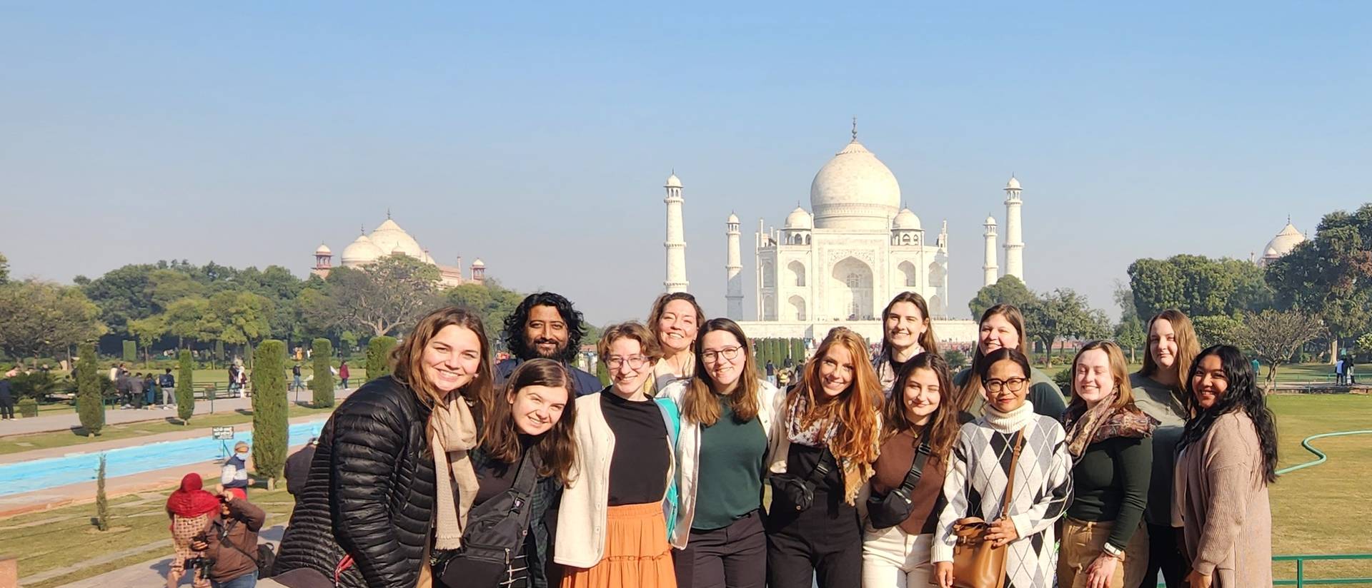 REGSS students pose in front of the Taj Mahal.