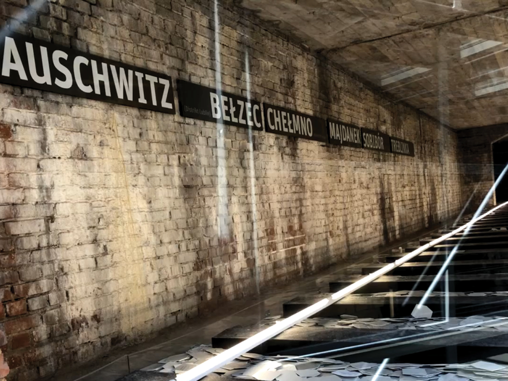 A photo of a tunnel in Auschwitz.