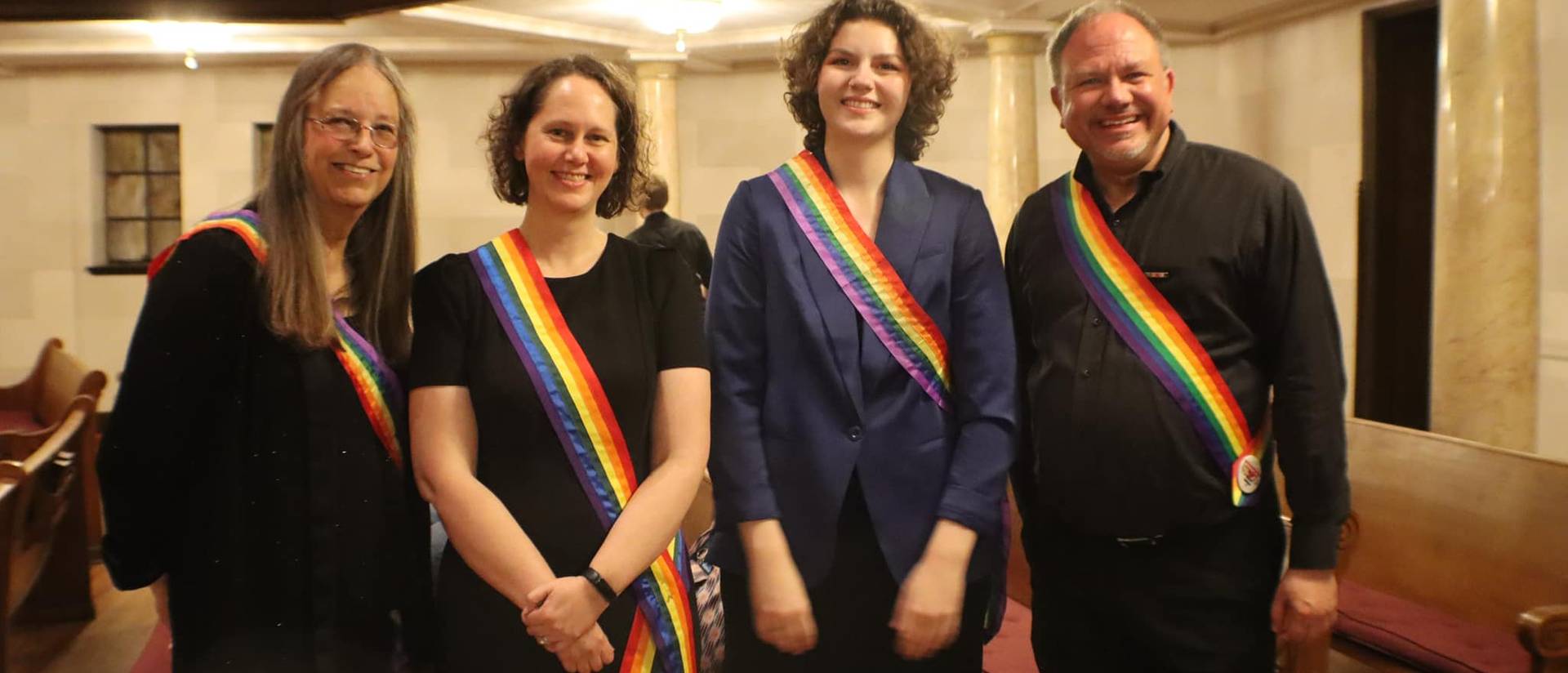 UWEC Student composer Gwenyth Lark and the directors of the Atlanta Freedom Bands